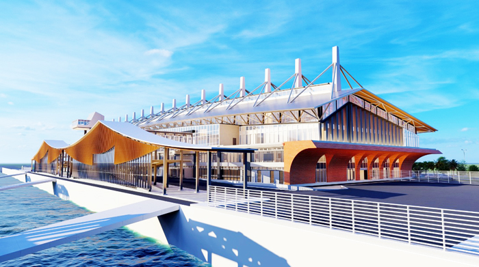 金門水頭港大型旅客服務中心新建工程最新示意圖。
（港務處提供）