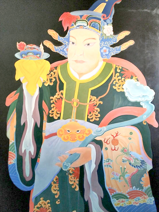 國內文資界首例，由油畫家教授以傳統古法復原完成的新門神，即將於今（二十八）日迎回金門陳展。
（文化局提供）