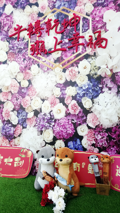 水試所於春節期間設置打卡牆，用海洋廢棄物創作，邀民眾來趟輕鬆的知識之旅。（水試所提供）