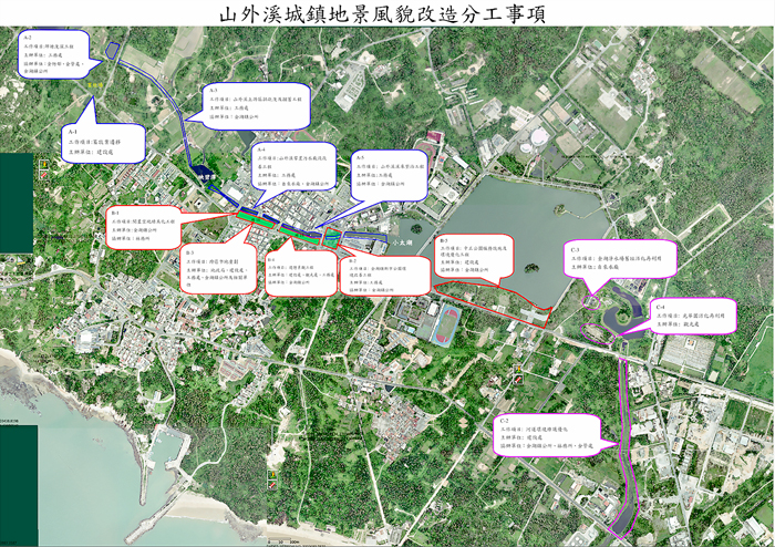針對金湖鎮山外溪整體營造,縣府詳細擘劃相關分工事項。(縣府提供)
