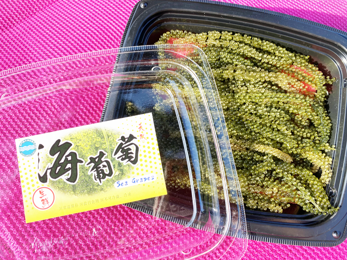 水試所以人工栽培俗稱「海葡萄」的「長莖葡萄蕨藻」,10日前接受電話訂購。(水試所提供)