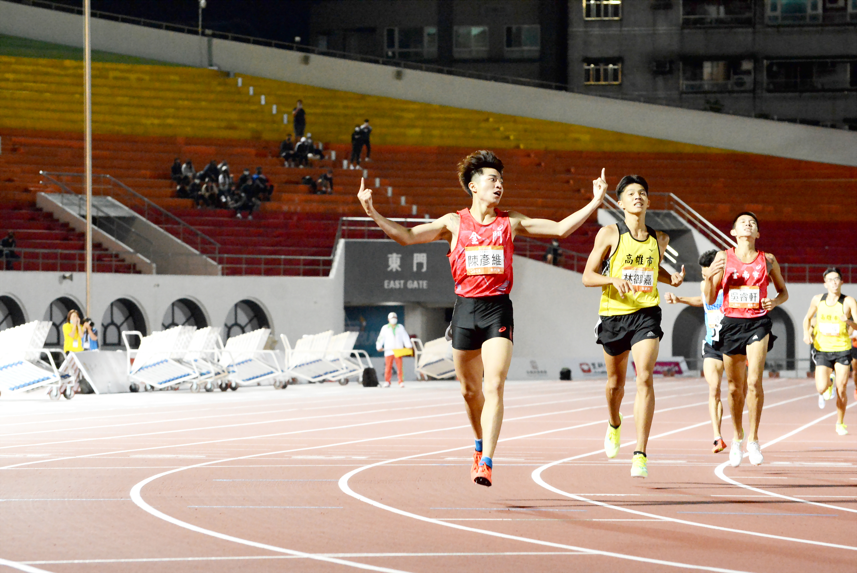全國運動會金門代表隊傳佳績，陳彥維在男子1500公尺決賽驚險完成二連霸。（詹宗翰攝）