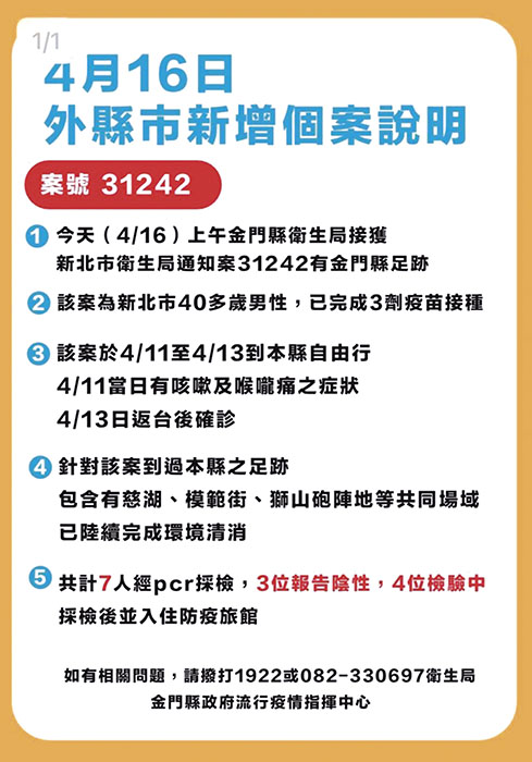 圖為外縣市新增個案說明圖卡。
（縣府提供）