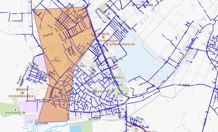 水廠公告停水，鳳翔新莊停水區域示意圖。（水廠提供）