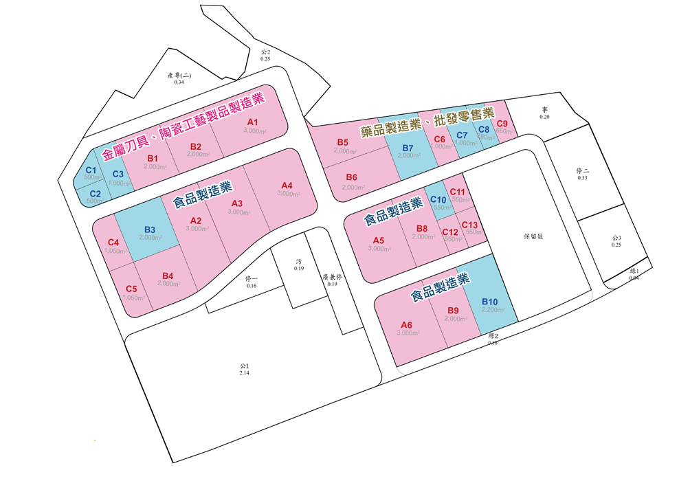 金門產遊博覽園區招商報捷,首階段共吸引22家金門在地業者搶進插旗,圖為預估土地分配結果。(縣府建設處提供)