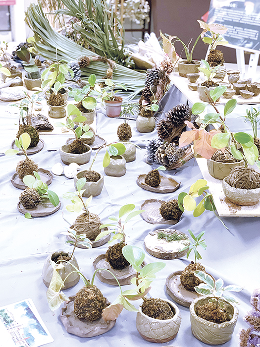 金門農工園藝科結合金門陶瓷廠，舉辦「陶花園記」花卉利用作品展。（林靈攝）