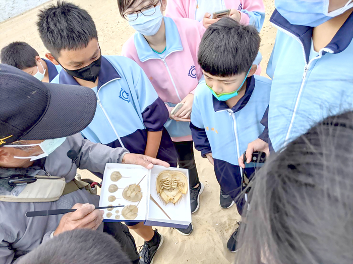 七年級國際教育課程,聚焦在烈嶼海岸與動植物生態。(烈嶼國中提供)