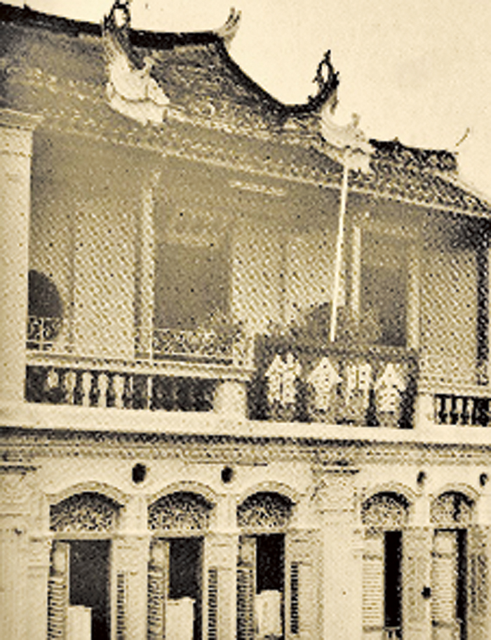 早年新加坡的金門會館，二樓隱約可見孚濟廟的名稱。
（圖源：新加坡金門會館網站）