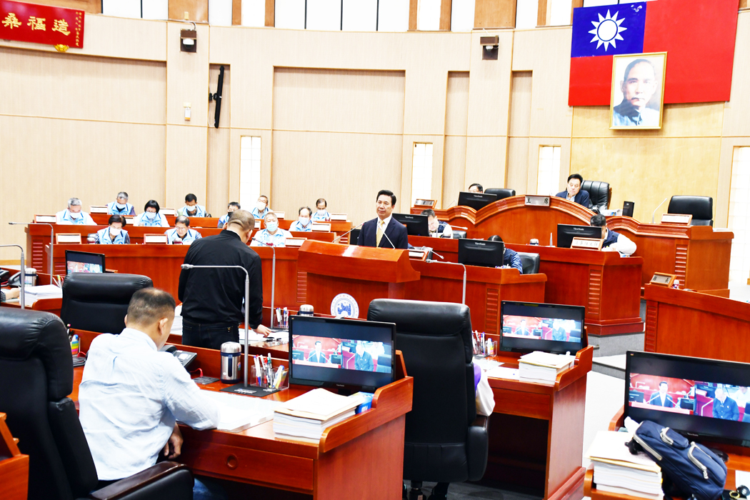 圖為金門縣議長洪允典昨主持議會第八屆第一次定期會第三會次縣長施政報告議程。(楊水詠攝)