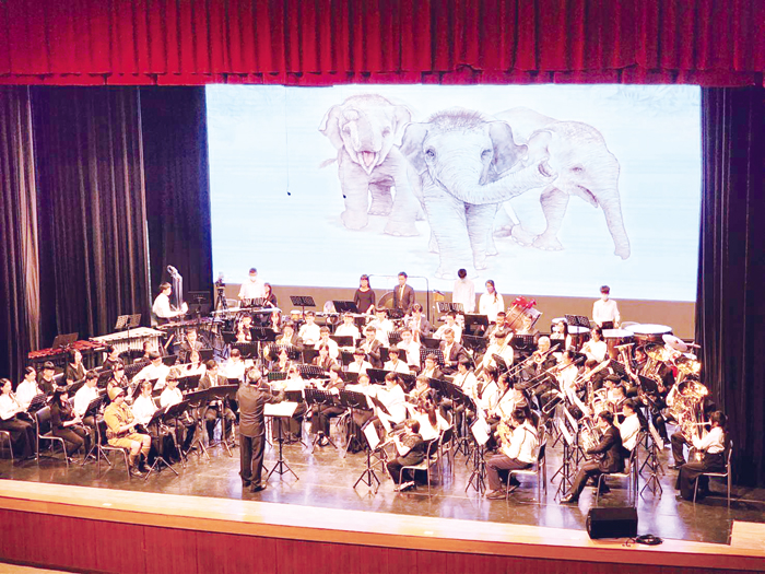 文學、藝術與音樂的結合，由台北市民管樂團、金中城中菁英管樂團聯合演出「大兵林旺三部曲」。（許峻魁攝）