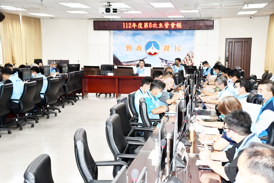 金門縣長陳福海昨主持縣府一一二年第六次主管會報會議。(楊水詠攝)