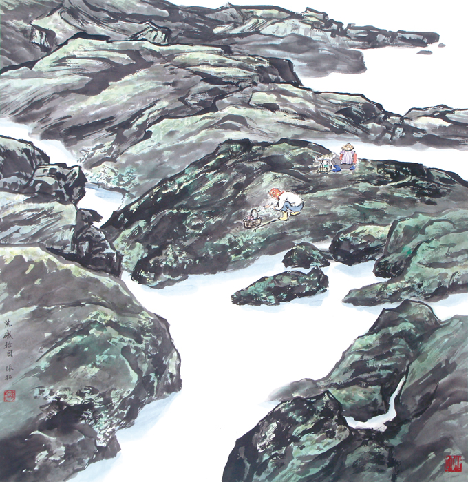 張國英畫作,海岸。(張國英提供)