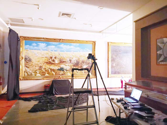 金管處為數位典藏重要文化資產,將進行古寧頭戰史館油畫數位化作業。(金管處提供)