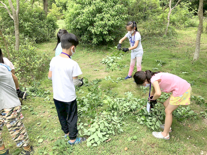 「金門植學苑」第二梯次登場,與會20餘位學童在工作人員帶領下,採集樹皮、回收紙張製作紙漿體驗手抄紙製作。
(陳麗妤攝)
