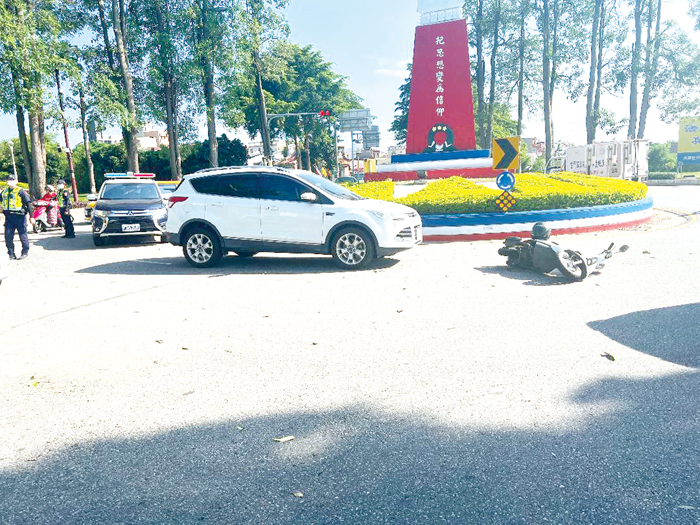 榜林圓環路口發生1起交通事故。(金城分局提供)