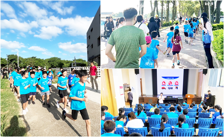 述美國小辦理教學參觀日暨親子高粱路跑活動，學童在家長陪伴下參與路跑，穿梭鄉間小道高粱田；親師透過座談、班級教學公開課，協助孩子穩健學習成長。（述美國小提供）
