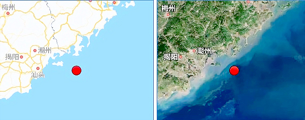 廣東汕頭外海發生地震,一百五十多公里外的金門亦有感。
(翻攝中國地震台網)