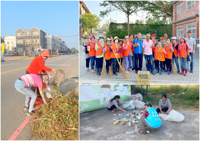 金湖鎮公所昨日舉辦「社區環境清潔日」，20個社區一同打掃環境，維持環境整潔。
（金湖鎮公所提供）