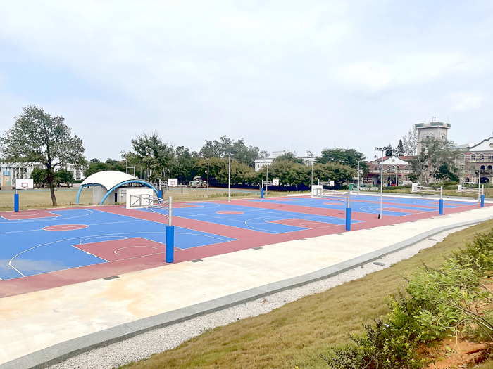 金寧鄉社區戶外籃球、網球場及第二停車場於今日舉辦啟用典禮。（寧中小提供）