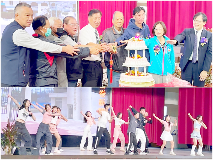 金沙國中昨日舉行建校58週年校慶，典禮穿插古箏、舞蹈與閩南語表演。（陳麗妤攝）