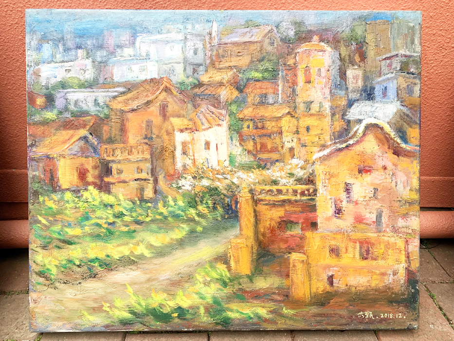 李苡甄油畫作品。(林靈攝)