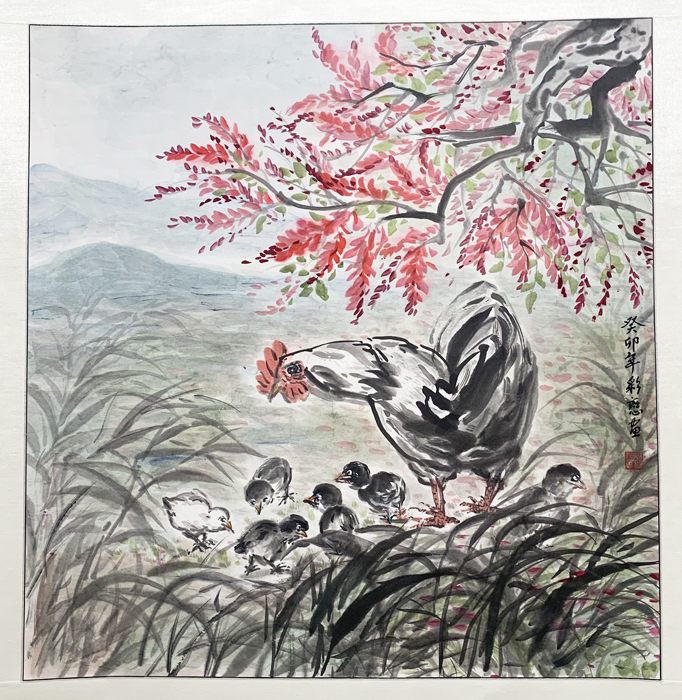 黃彩戀水墨畫作。(林靈攝)