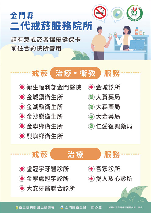 金門縣衛生局舉辦戒菸達人賺好禮抽大獎活動海報。(衛生局提供)