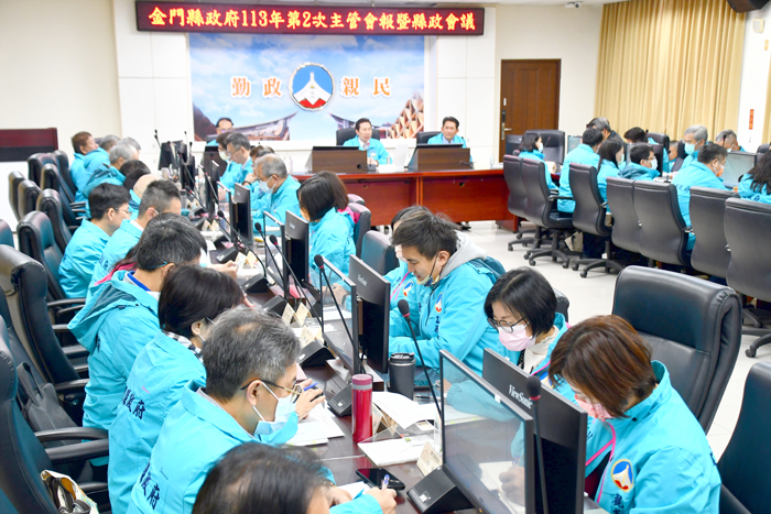 金門縣長陳福海主持新春第一次主管會報暨縣政會議。
(楊水詠攝)