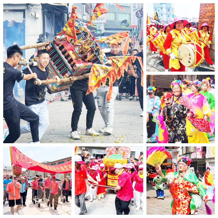 天上聖母媽祖與蘇府王爺共同繞境，金城市區熱鬧滾滾。（許峻魁攝）