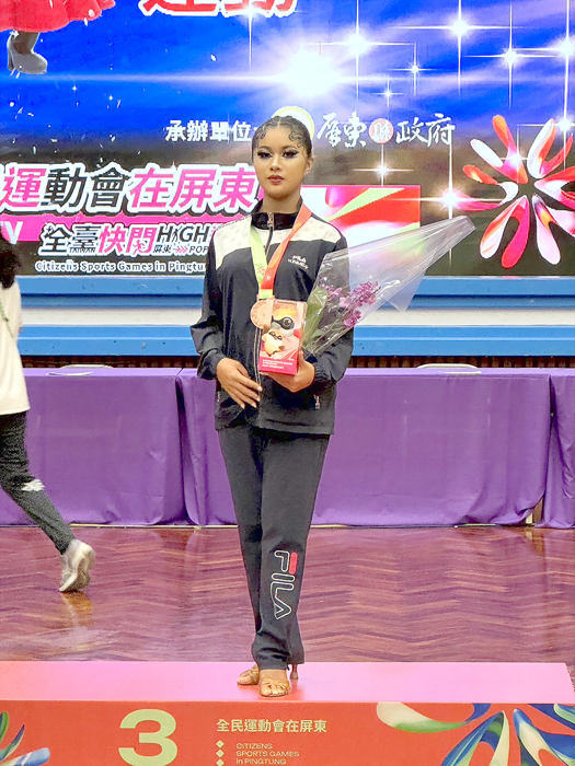 13歲的選手洪晨茹在捷舞項目獲得第3名。（教練團提供）