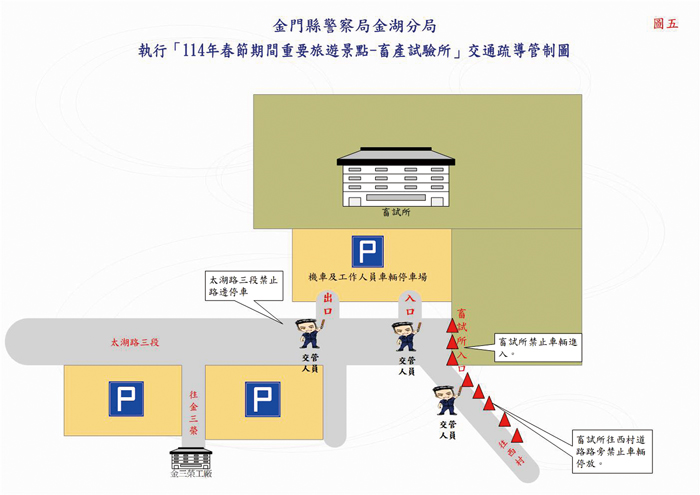 畜試所交通疏導管制圖。(金湖分局提供)