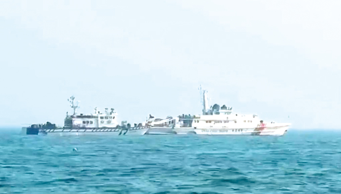 海巡署迅速驅離中國海警船至金門限制水域外。(海巡署提供)