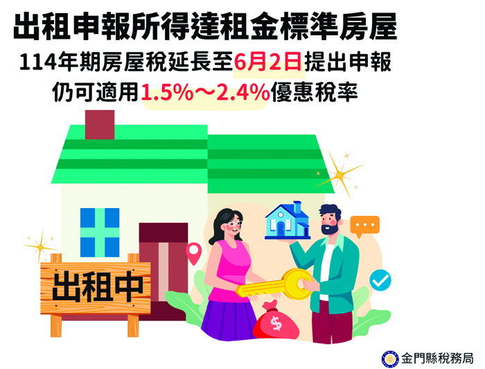 出租申報所得達租金標準房屋可享優惠稅率。
(稅務局提供)