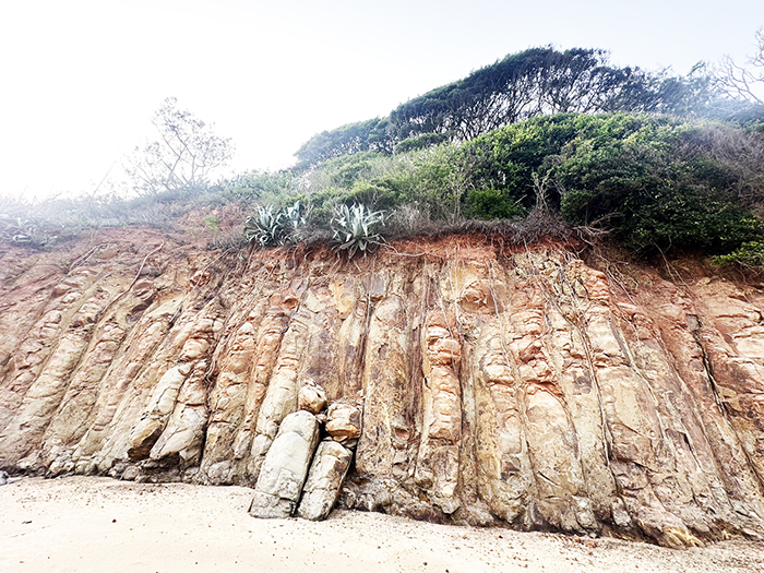 烈嶼青岐南山頭獨特的玄武岩地質以及「綠石槽」海岸的獨特「亮點」景觀。
（許加泰攝）