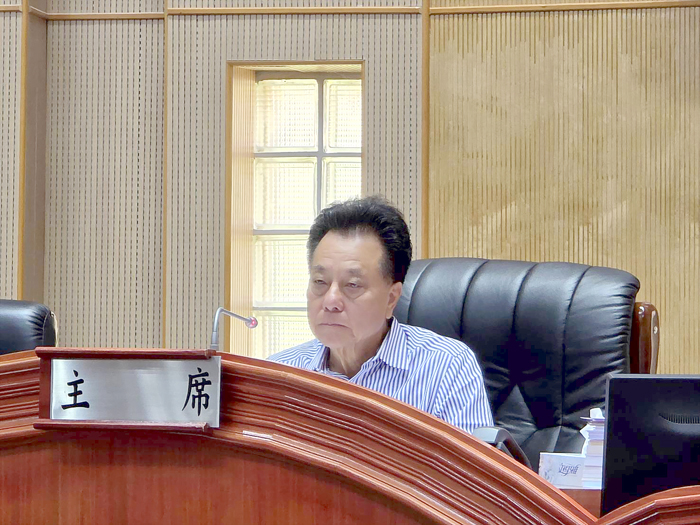 縣議會第八屆第五次定期會昨日閉會,由議長洪允典主持會議。
(許峻魁攝)