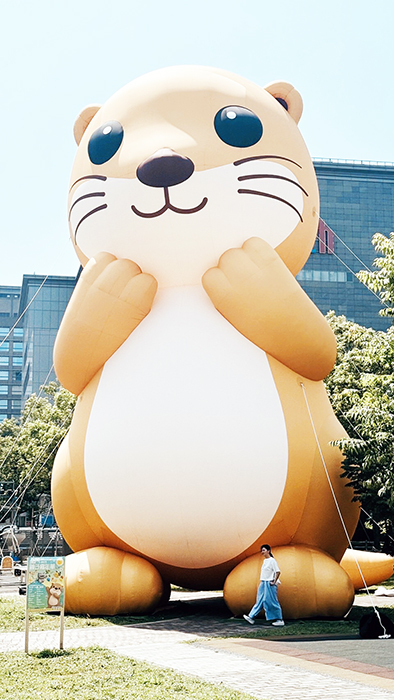 14公尺高的巨型水獺「阿特」氣偶不只是遊客打卡的新熱點,也在彰顯金門的自然、人文特色。
(縣府觀光處城市行銷科提供)