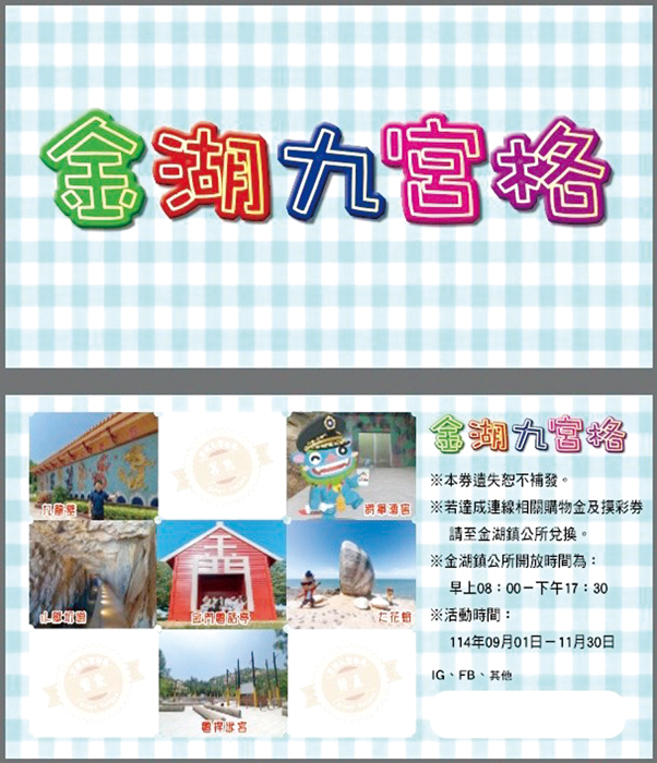 2025金湖九宮格活動六大景點。(金湖鎮公所提供)