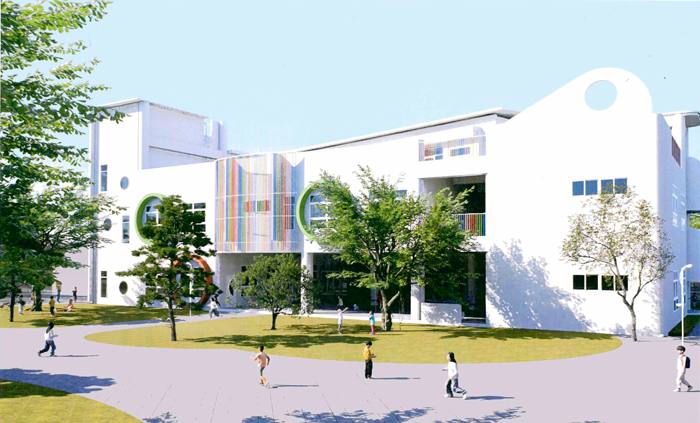 金鼎國小附設幼兒園新建工程模擬示意圖。（縣府提供）