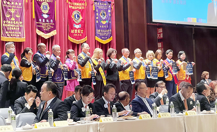 金門、木蘭、金龍三支獅子會辦聯合授證。(陳麗妤攝)