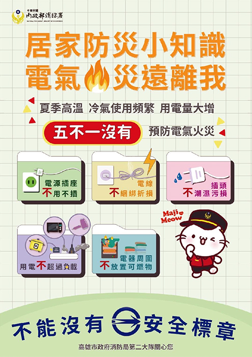 消防局呼籲社會大眾提高防火意識，並落實日常防災措施。
（消防局提供）