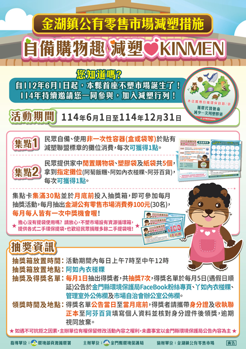 環保局輔導金湖鎮公有零售市場與金城鎮公有零售市場，正式成為「環保市場」。（環保局提供）