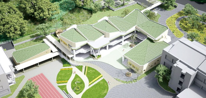 「金沙國小附設幼兒園及廚房新建工程」模擬圖。（縣府提供）