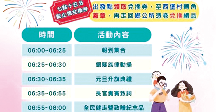 金寧115年元旦升旗暨全民健走海報截圖。（金寧鄉公所提供）