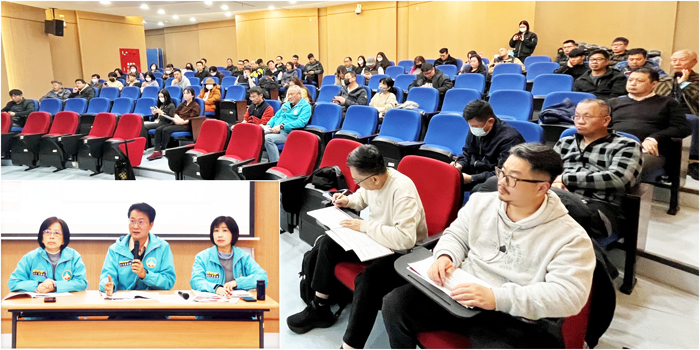 右上、金門縣政府召開金門馬拉松第二次籌備會；左下、參議李廣榮（中）期許各相關單位在溫馨、有序的氛圍中迎接來自各地的跑者與旅客。（莊煥寧攝）