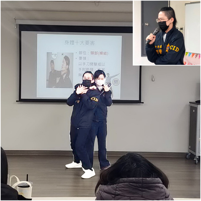 金門縣婦女福利服務中心邀請縣警局少年警察隊辦理人身安全與防身術訓練課程。
（縣警局提供）