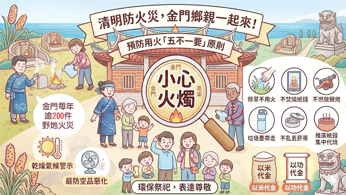 環保局與民政處共同推動清明環保祭祀，鼓勵「紙錢集中燒」及「以功代金」以取代大量焚燒紙錢。（環保局提供）