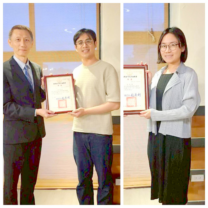 檢察長趙燕利頒發聘書給楊大威醫師（左圖右）、許雅荃醫師（右圖）。（地檢署提供）