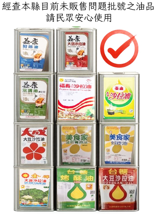 目前未販售問題批號之油品。（衛生局提供）