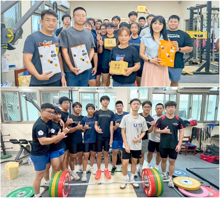 金沙國中、台南大內國中舉重交流。（金沙國中提供）