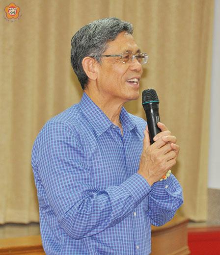 「教育人員年金制度改革座談會」昨下午登場:副縣長吳友欽致詞。(翁碧蓮攝)
